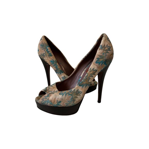 MISSONI Multicolor Patterned Platform Heels Size 38.5/8.5 - Picture 3 of 7